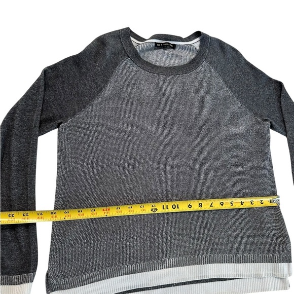 RAG & BONE Grey with Ivory Trim Thermal Crewneck Long Sleeve Sweater Size Medium - Picture 7 of 17